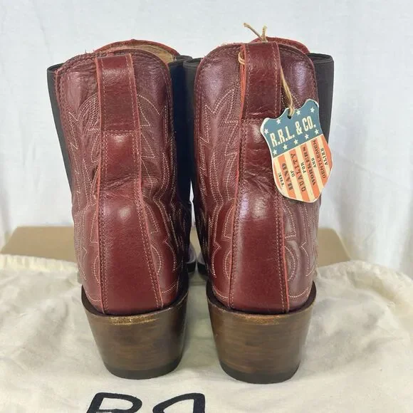 RRL Double RL Ralph Lauren Lottie Red Leather Cowboy Boots Women’s 8.5B NIB USA - Picture 7 of 11